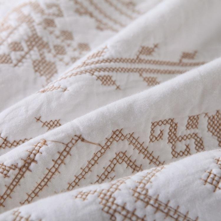 Cross-Border Bed Cover Three-Piece Set, European-Style Simple Solid Quilt - Image 2