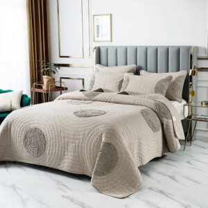 Pure Cotton Embroidery Quilts 3pcs Set Bedspread