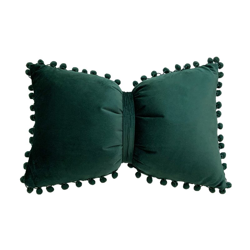 Solid Color Velvet Plush Ball Bow Pillow Girl Sweet Pillow Case - Image 10