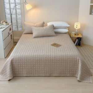 Solid Embroidery Stonewashed Quilted Bed Cover Set