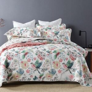 Spring Colorful Cotton Printed Quilt Set 3pcs