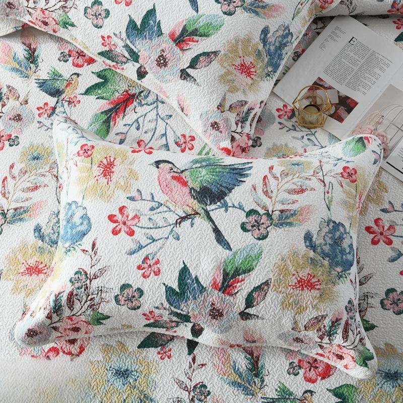 Spring Colorful Cotton Printed Quilt Set 3pcs - Image 2
