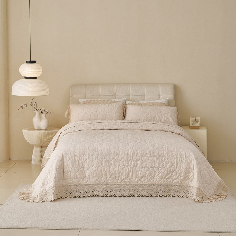 Tencel Cotton Sand-Washed Bed Cover with Raffle Three-Piece - Image 2