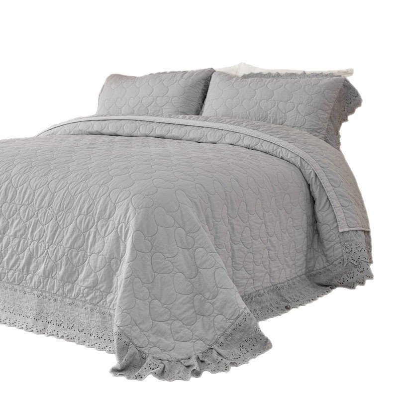 Tencel Cotton Sand-Washed Bed Cover with Raffle Three-Piece - Image 3